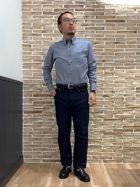 「アイテム（ビジネスシャツ）」を使った、BRICK HOUSE シャツ工房 福岡橋本木の葉モール店さん（メンズ・163cm）の秋コーディネート