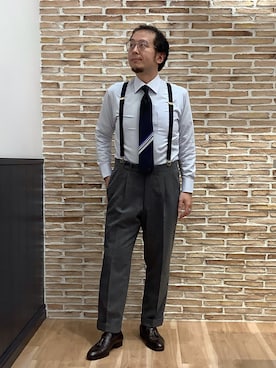 「アイテム（ビジネスシャツ）」を使った、BRICK HOUSE シャツ工房 福岡橋本木の葉モール店さん（メンズ・163cm）の冬コーディネート