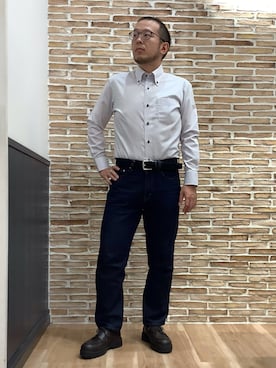 「アイテム（ビジネスシャツ）」を使った、BRICK HOUSE シャツ工房 福岡橋本木の葉モール店さん（メンズ・163cm）の秋コーディネート