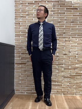「アイテム（ビジネスシャツ）」を使った、BRICK HOUSE シャツ工房 福岡橋本木の葉モール店さん（メンズ・163cm）の冬コーディネート