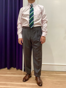 「アイテム（ネクタイ、グリーン系）」を使った、BRICK HOUSE シャツ工房 福岡橋本木の葉モール店さん（メンズ・163cm）の秋コーディネート