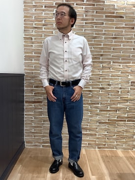 「アイテム（ビジネスシャツ）」を使った、BRICK HOUSE シャツ工房 福岡橋本木の葉モール店さん（メンズ・163cm）の夏コーディネート
