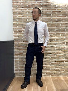 「アイテム（ビジネスシャツ）」を使った、BRICK HOUSE シャツ工房 福岡橋本木の葉モール店さん（メンズ・163cm）の秋コーディネート