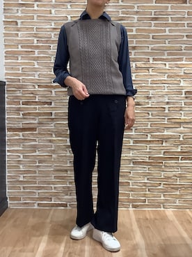 「TOKYO SHIRTS（トウキョウシャツ）のCOFREX 形態安定ノンアイロン スキッパー 長袖ビジネスワイシャツ（ビジネスシャツ）」を使った、BRICK HOUSE シャツ工房 福岡橋本木の葉モール店さん（レディース・164cm）の秋コーディネート