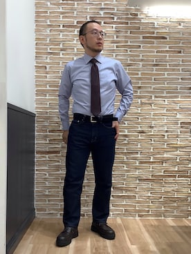 「アイテム（ビジネスシャツ）」を使った、BRICK HOUSE シャツ工房 福岡橋本木の葉モール店さん（メンズ・163cm）の秋コーディネート
