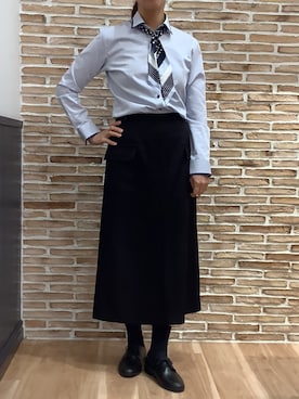 「アイテム（ビジネスシャツ）」を使った、BRICK HOUSE シャツ工房 福岡橋本木の葉モール店さん（レディース・164cm）の冬コーディネート