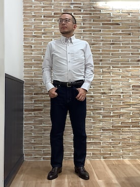 「アイテム（ビジネスシャツ）」を使った、BRICK HOUSE シャツ工房 福岡橋本木の葉モール店さん（メンズ・163cm）の秋コーディネート