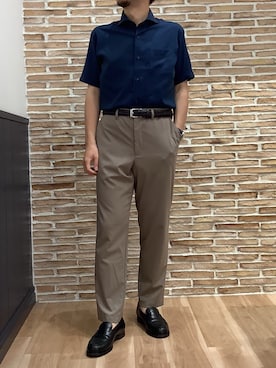 「アイテム（ビジネスシャツ）」を使った、BRICK HOUSE シャツ工房 福岡橋本木の葉モール店さん（メンズ・163cm）の夏コーディネート