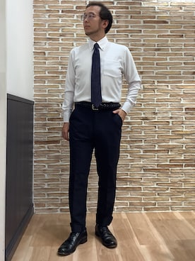 「アイテム（ビジネスシャツ）」を使った、BRICK HOUSE シャツ工房 福岡橋本木の葉モール店さん（メンズ・163cm）の夏コーディネート