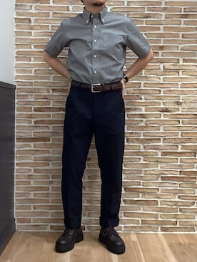 「アイテム（ビジネスシャツ）」を使った、BRICK HOUSE シャツ工房 福岡橋本木の葉モール店さん（メンズ・163cm）の夏コーディネート