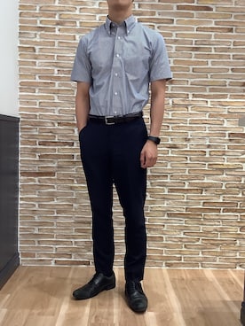 「アイテム（ビジネスシャツ）」を使った、BRICK HOUSE シャツ工房 福岡橋本木の葉モール店さん（メンズ・178cm）の夏コーディネート