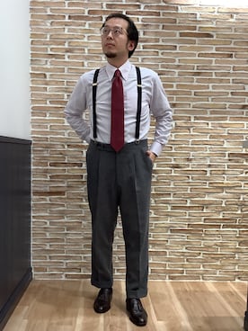 「アイテム（ビジネスシャツ）」を使った、BRICK HOUSE シャツ工房 福岡橋本木の葉モール店さん（メンズ・163cm）の冬コーディネート