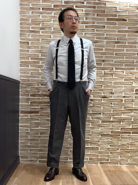 「アイテム（ビジネスシャツ）」を使った、BRICK HOUSE シャツ工房 福岡橋本木の葉モール店さん（メンズ・163cm）の冬コーディネート