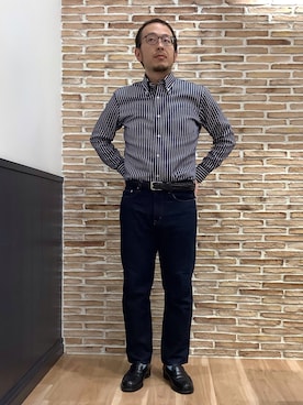 「アイテム（ビジネスシャツ）」を使った、BRICK HOUSE シャツ工房 福岡橋本木の葉モール店さん（メンズ・163cm）の秋コーディネート