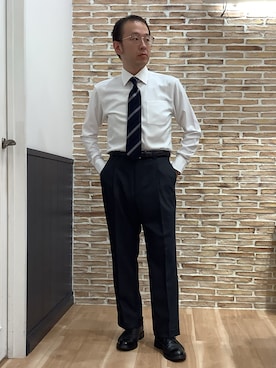 「アイテム（ビジネスシャツ）」を使った、BRICK HOUSE シャツ工房 福岡橋本木の葉モール店さん（メンズ・163cm）の夏コーディネート