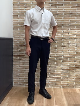 「アイテム（ビジネスシャツ）」を使った、BRICK HOUSE シャツ工房 福岡橋本木の葉モール店さん（メンズ・178cm）の夏コーディネート
