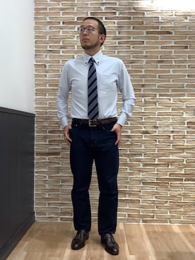 「アイテム（ビジネスシャツ）」を使った、BRICK HOUSE シャツ工房 福岡橋本木の葉モール店さん（メンズ・163cm）の秋コーディネート