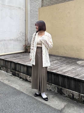 「アイテム（テーラードジャケット、ホワイト系）」を使った、妃那さん（レディース・158cm）の秋コーディネート