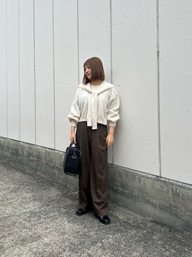 「アイテム（ボストンバッグ、グレー系）」を使った、妃那さん（レディース・158cm）の秋コーディネート