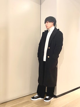 「ARMANI EXCHANGE（アルマーニエクスチェンジ）のアイテム（チェスターコート）」を使った、yusukeさん（メンズ・175cm）の秋コーディネート