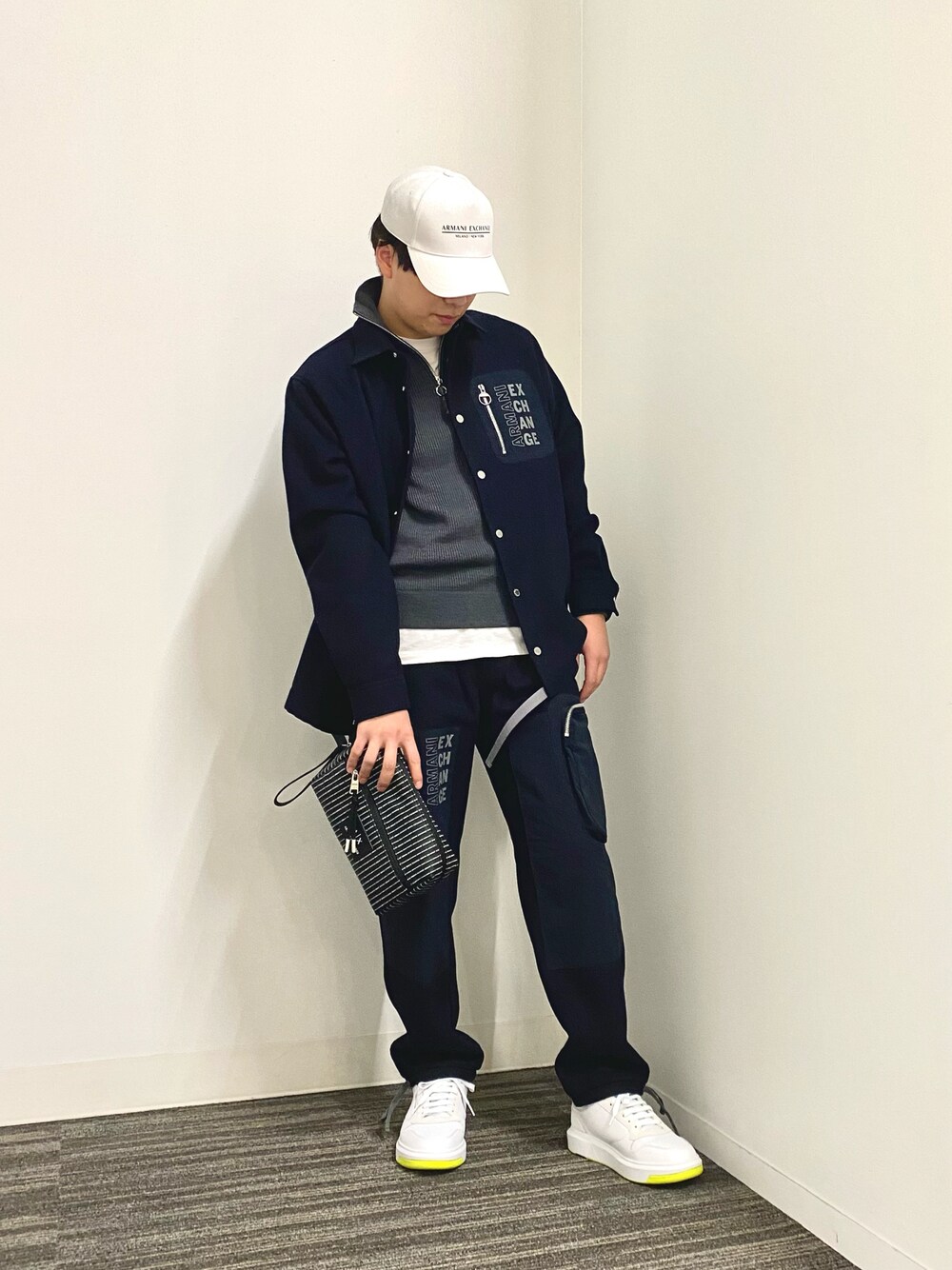 極美品 アルマーニエクスチェンジ　カーゴパンツ　ウール　ナイロン　ロゴ　切り替え ARMANI EXCHANGE（アルマーニエクスチェンジ）の「【A|X