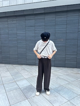 「アイテム（ハンチング/ベレー帽）」を使った、びっきーさん（メンズ・176cm）の秋コーディネート
