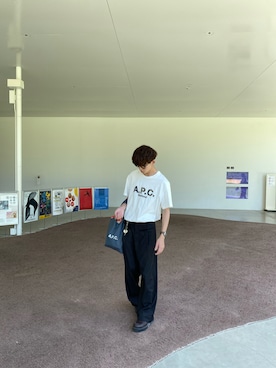 「アイテム（トートバッグ）」を使った、びっきーさん（メンズ・176cm）の夏コーディネート