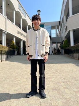 「CPCM（シーピーシーエム）のアイテム（ブルゾン）」を使った、YUKIさん（メンズ・172cm）の春コーディネート