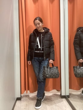 「ARMANI EXCHANGE（アルマーニエクスチェンジ）のアイテム（ダウンジャケット/コート）」を使った、Yokoyokoさん（レディース・160cm）の冬コーディネート