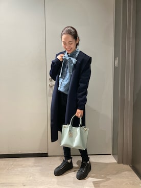 「ARMANI EXCHANGE（アルマーニエクスチェンジ）のアイテム（チェスターコート）」を使った、Yokoyokoさん（レディース・160cm）の秋コーディネート