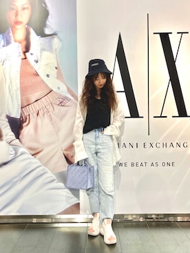 「armaniexchange」｜「アイテム（キャミソール）」を使った、Ⓜ︎atsubeさん（レディース・154cm）の春コーディネート