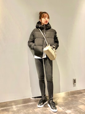 「ARMANI EXCHANGE（アルマーニエクスチェンジ）のアイテム（ダウンジャケット/コート）」を使った、Ⓜ︎atsubeさん（レディース・154cm）の秋コーディネート