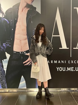 「ARMANI EXCHANGE（アルマーニエクスチェンジ）のアイテム（シャツワンピース）」を使った、Ⓜ︎atsubeさん（レディース・154cm）の冬コーディネート