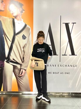 「ロゴニット」｜「アイテム（スラックス）」を使った、Ⓜ︎atsubeさん（レディース・154cm）の秋コーディネート