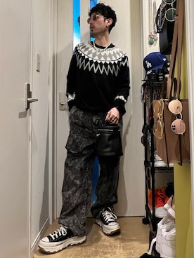 「RAGEBLUE（レイジブルー）のアイテム（ショルダーバッグ）」を使った、shinyaさん（メンズ・168cm）の冬コーディネート