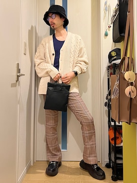 「WEGO（ウィゴー）のWEGO/リバーシブルファーボアバケットハット（ハット）」を使った、shinyaさん（メンズ・168cm）の秋コーディネート