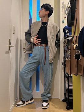 「ストリートカジュアル」｜「アイテム（スタジャン）」を使った、shinyaさん（メンズ・168cm）の冬コーディネート