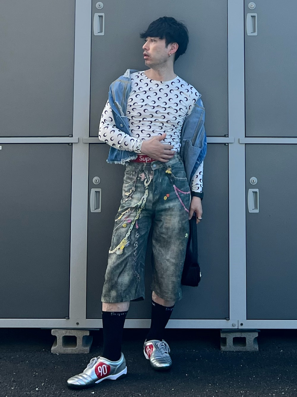 Supreme のアイテムを使った「デニムハーフパンツ」の人気