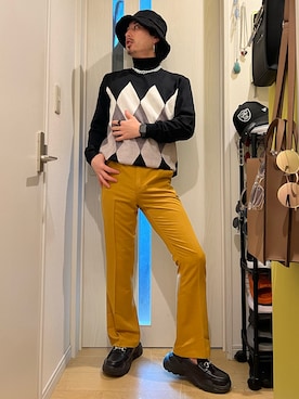 「WEGO（ウィゴー）のWEGO/リバーシブルファーボアバケットハット（ハット）」を使った、shinyaさん（メンズ・168cm）の秋コーディネート