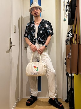 「Lazar（ラザル）のアイテム（トップス）」を使った、shinyaさん（メンズ・168cm）の夏コーディネート