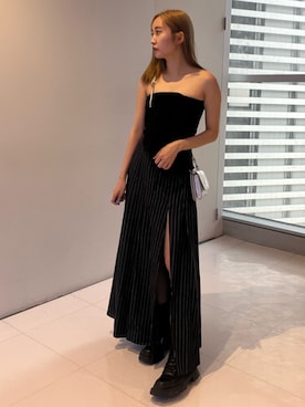 「スリット」｜「アイテム（キャミソール）」を使った、熊澤姫奈さん（レディース・155cm）の春コーディネート