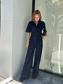 【美品】EVRIS デニムジャンプスーツ ネイビーオールインワン WEB限定】デニムジャンプスーツ｜エヴリス（EVRIS）アウトレット