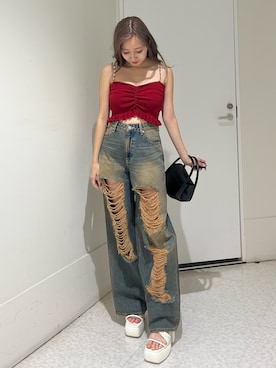 「低身長」｜「アイテム（キャミソール）」を使った、熊澤姫奈さん（レディース・155cm）の夏コーディネート
