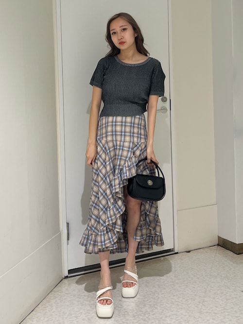 セール】ランダムチェックアシンメトリースカート（スカート