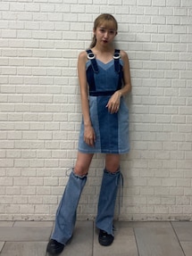 EVRIS【10th Anniversary】限定 ブロッキングデニムミニワンピ 10周年記念】ブロッキングデニムミニワンピース[品番