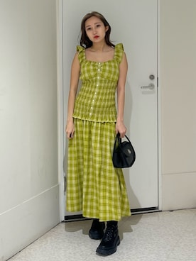 「EVRIS（エヴリス）のアイテム（ワンピース/ドレス）」を使った、熊澤姫奈さん（レディース・155cm）の夏コーディネート