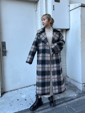 「EVRIS（エヴリス）のアイテム（その他アウター）」を使った、熊澤姫奈さん（レディース・156cm）の冬コーディネート
