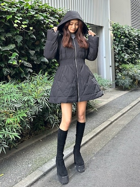 「CALNAMUR（カルナムール）のアイテム（ダウンジャケット/コート）」を使った、花島郁さん（レディース・167cm）の秋コーディネート