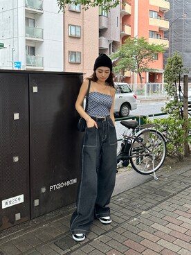 「EMODA（エモダ）のアイテム（ブレスレット）」を使った、花島郁さん（レディース・167cm）の夏コーディネート