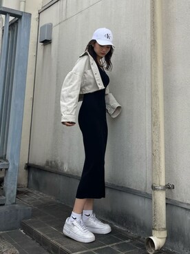 「EMODA（エモダ）のアイテム（ブレスレット）」を使った、花島郁さん（レディース・167cm）の春コーディネート